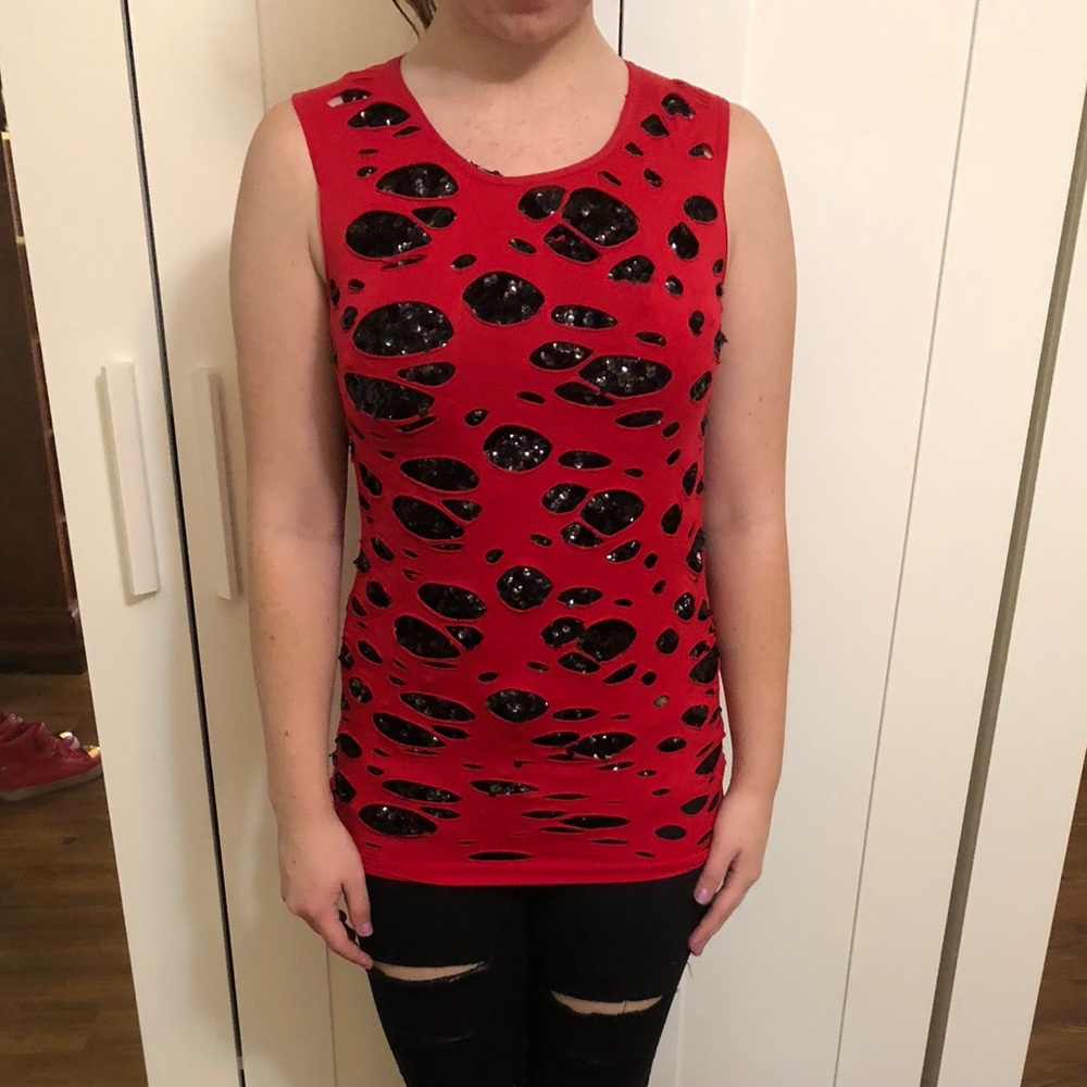 Red Ripped Tank